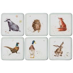 Korkové podtácky Wrendale Designs "Country Set", 6 ks - Polní zvířata