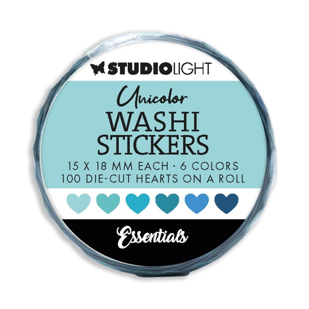 Washi samolepky Studio Light, 100 ks - Modrá srdíčka Aladine