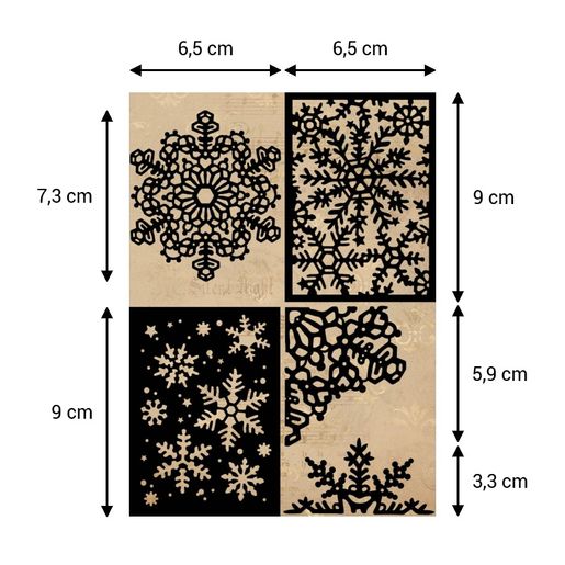 Šablony Studio Light "Vintage Christmas", 5 ks - Sněhové vločky