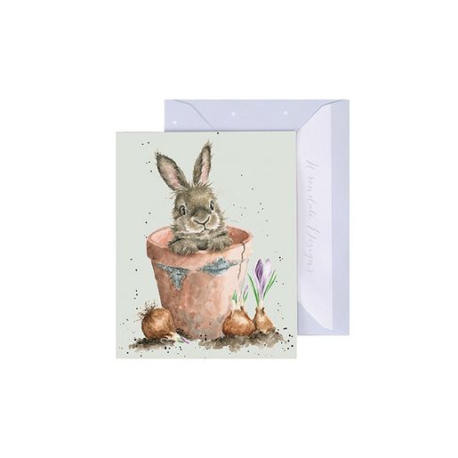 Dárková kartička Wrendale Designs "Flower Pot Bunny" - Králík v květináči