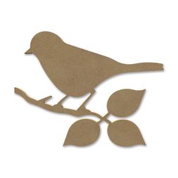 Dřevěný výřez k dekoraci Gomille, 26 cm - Ptáček na větvi