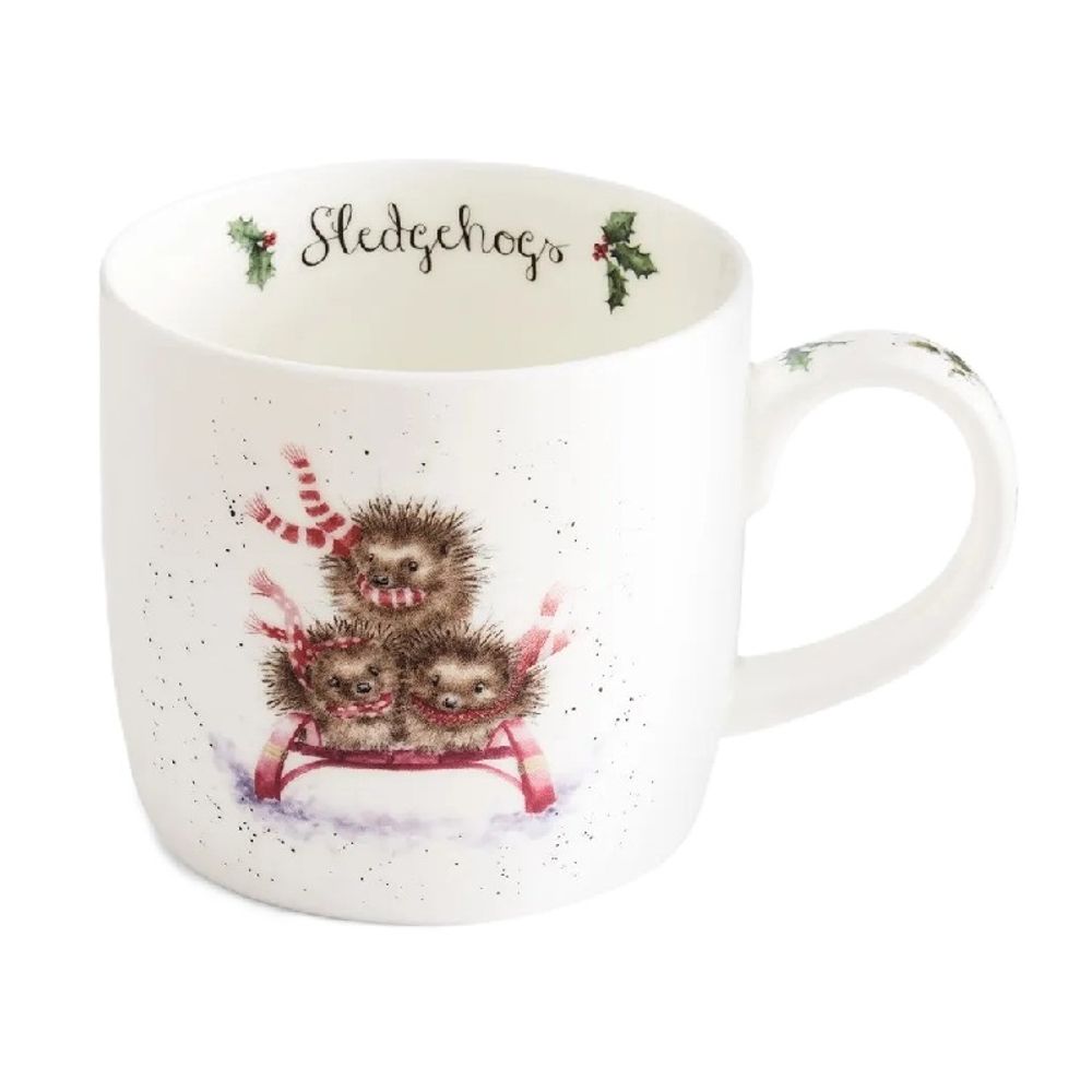 Levně Royal Worcester Vánoční porcelánový hrnek Wrendale Designs "Sledgehogs", 0,31 l - Ježci