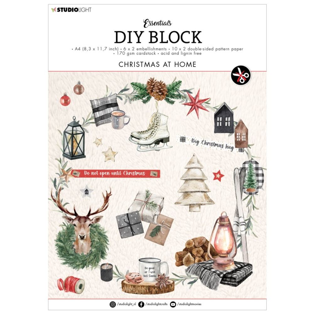 Studio Light DIY Blok s výseky Studio Light "Christmas at Home", A4, 32 l. - Vánoce doma