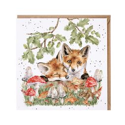 Přání Wrendale Designs "Under the Oak Tree", 15x15 cm - Lišky