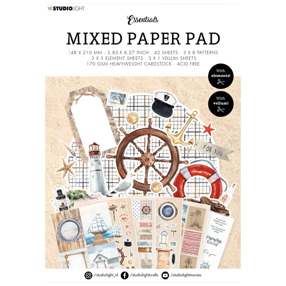 Levně Studio Light Kreativní blok Studio Light Mixed Paper Pad, A5, 42 l. - Léto u moře