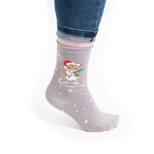 Dámské ponožky Wrendale Designs "Christmouse" - Myška, vánoční