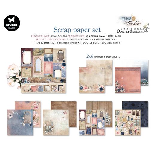 Scrapbooková sada Studio Light "Feelings of Freedom", 30,5x30,5 cm, 12 l.