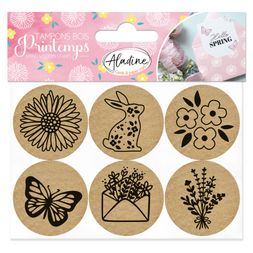 Dřevěná razítka Aladine, 6 ks - Jaro