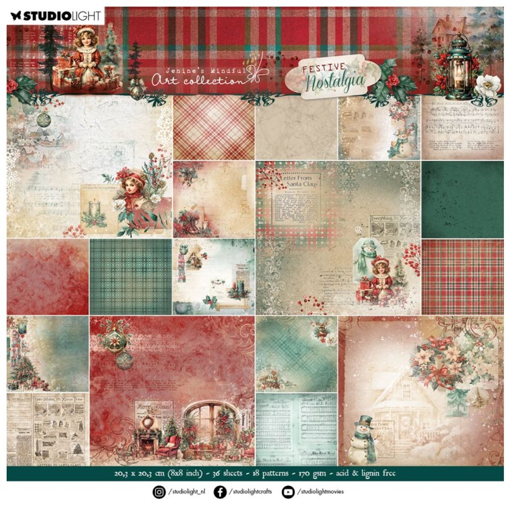 Levně Studio Light Blok podkladových papírů Studio Light "Festive Nostalgia", 20,3x20,3 cm, 36 l.