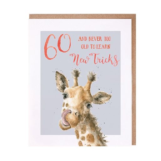 Narozeninové přání Wrendale Designs "60 and Never Too Old To Learn New Tricks" - Žirafa