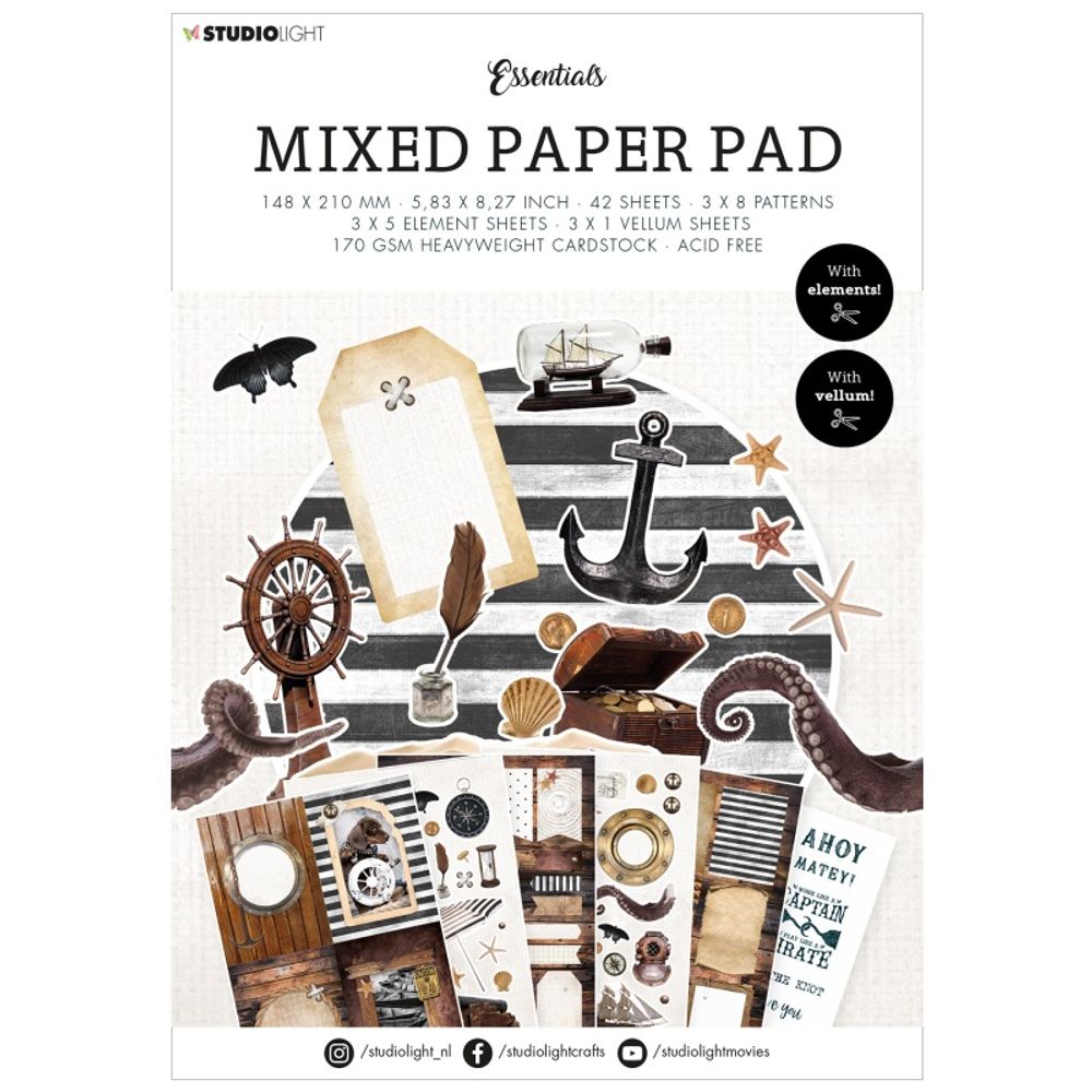 Studio Light Kreativní blok Studio Light Mixed Paper Pad, A5, 42 l. - Námořní vintage
