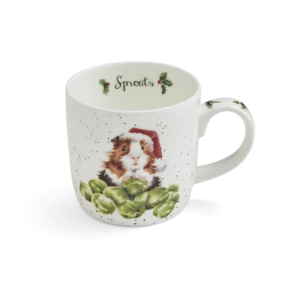 Royal Worcester Vánoční porcelánový hrnek Wrendale Designs "Sprouts", 0,31 l - Morče
