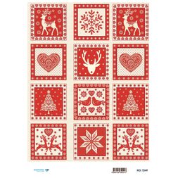 Rýžový papír Cadence, A4 - Čtvercové vánoční motivy