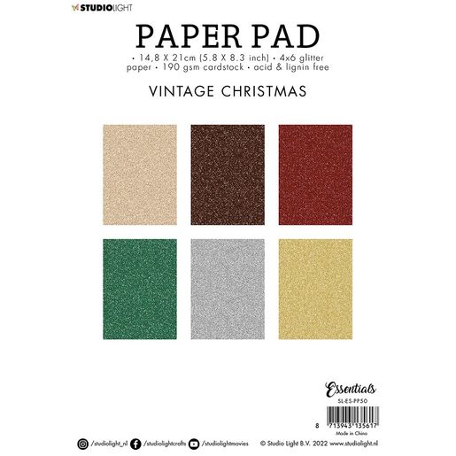 Blok třpytivých papírů Studio Light, A5, 24 l. - Vintage Vánoce