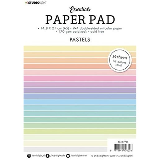 Blok barevných papírů Studio Light A5, 36 l. - pastelové barvy