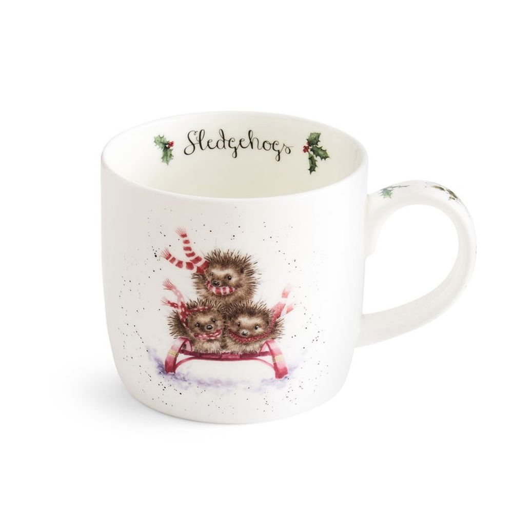 Royal Worcester Vánoční porcelánový hrnek Wrendale Designs "Sledgehogs", 0,31 l - Ježci