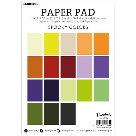 Blok barevných papírů Studio Light, A5, 36 l. - halloweenské barvy