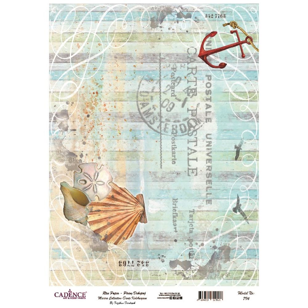 Levně Cadence Rýžový papír Cadence - Mušle a dřevo - VYBERTE VELIKOST - Rýžový papír Cadence, A4 - Mušle a dřevo