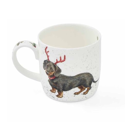 Vánoční porcelánový hrnek Wrendale Designs "Dachshund through the Snow", 0,31 l - Jezevčík