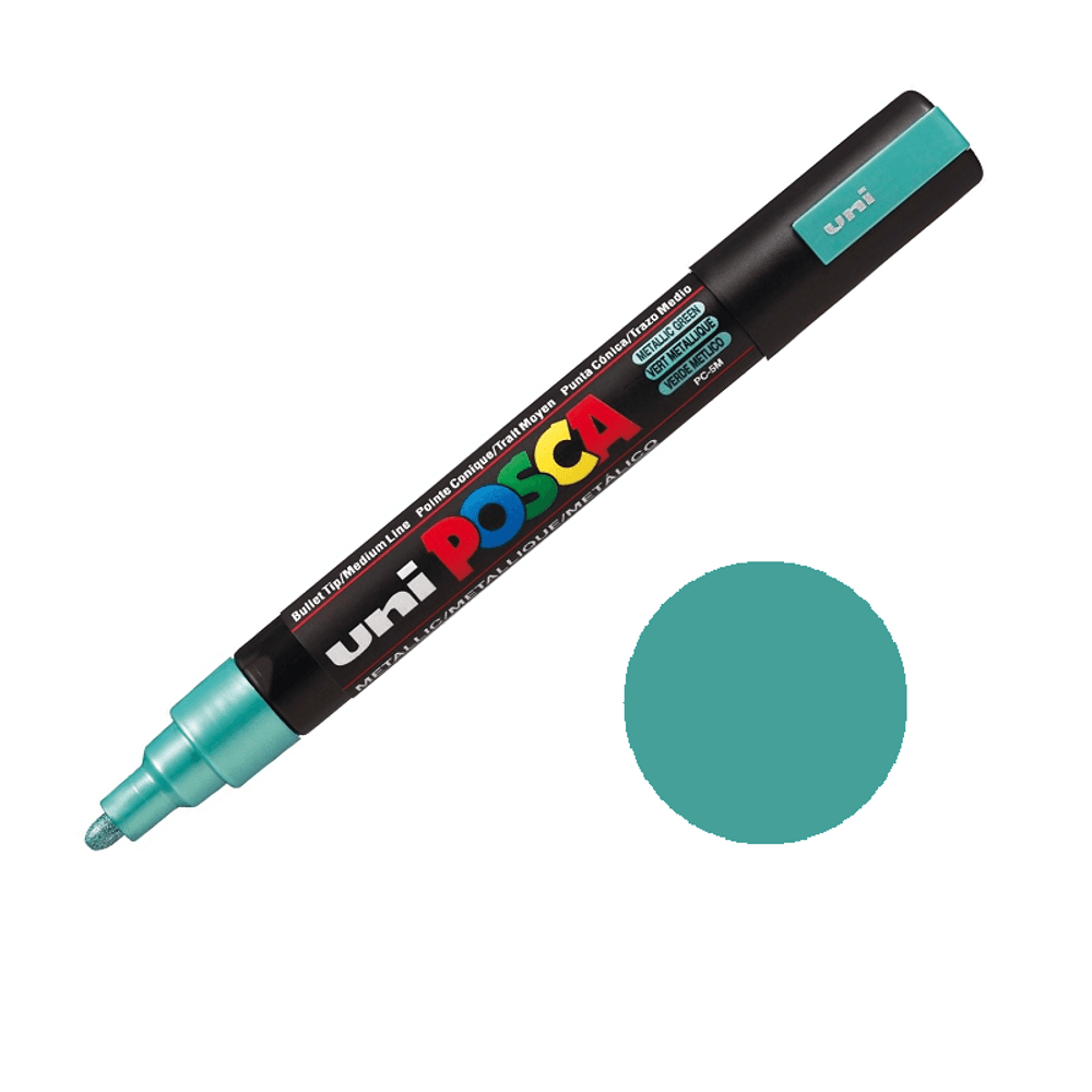 Levně Posca Akrylový fix Posca PC-5M - VYBERTE ODSTÍN - Akrylový fix Posca PC-5M - metalický zelený