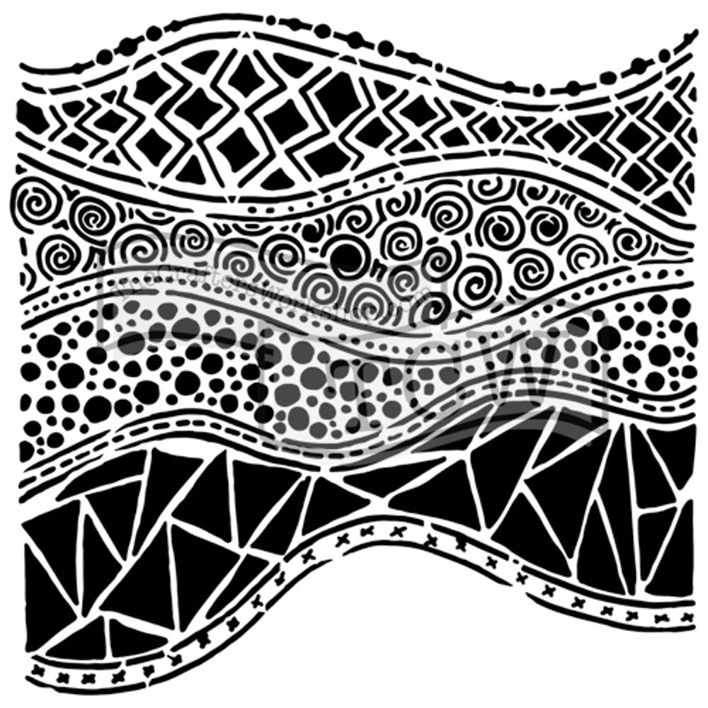 The Crafter´s Workshop Šablona TCW - Crazy Waves - VYBERTE VELIKOST - Šablona TCW 12"x12" (30,5x30,5 cm) - Crazy Waves