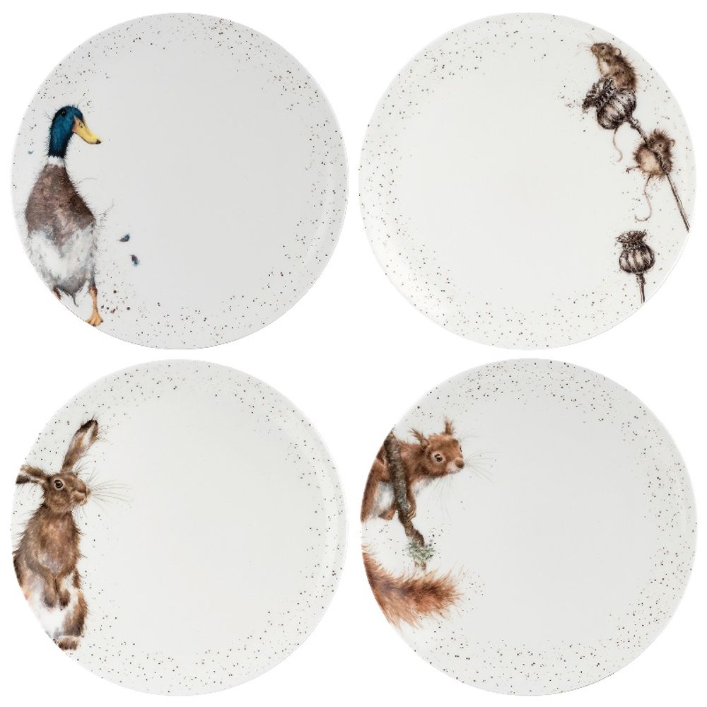 Wrendale Designs Jídelní porcelánové talíře Wrendale Designs, 4 ks - Lesní a polní zvířata