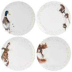 Jídelní porcelánové talíře Wrendale Designs, 4 ks - Lesní a polní zvířata