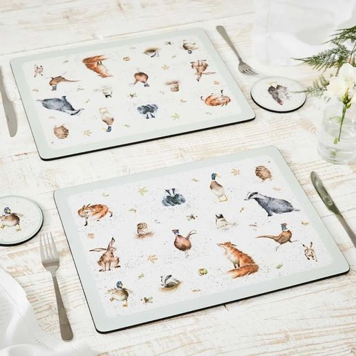 Korkové prostírání Wrendale Designs, 4 ks - Lesní zvířata