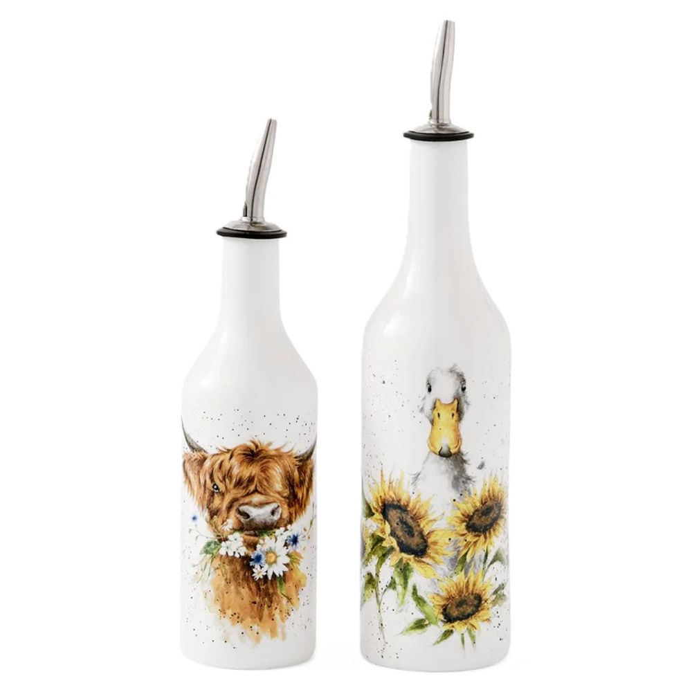 Wrendale Designs Porcelánové láhve na ocet a olej Wrendale Designs, sada 2 ks - Husa a kráva