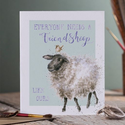 Přání Wrendale Designs "Friendsheep" - Ovce a ptáček