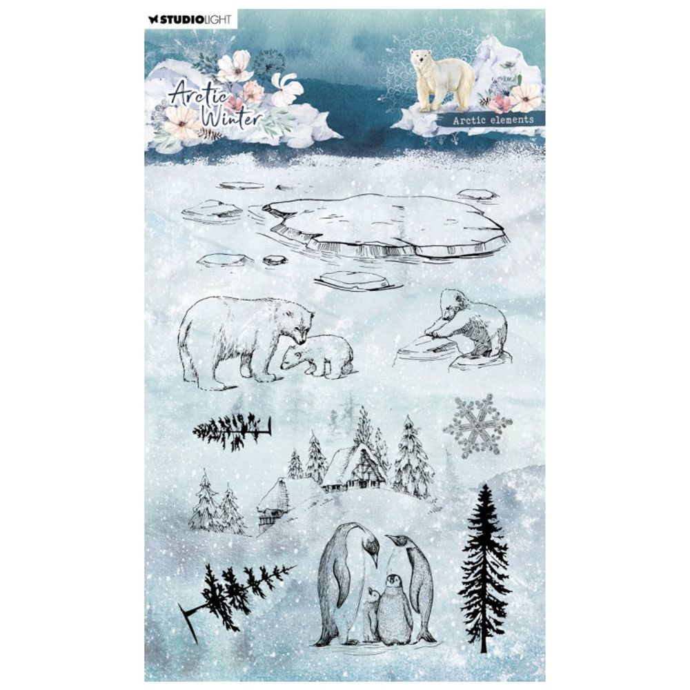 Studio Light Gelová razítka Studio Light "Arctic Winter", 9 ks - Medvědi a tučňáci