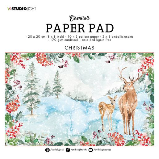 Kreativní blok Studio Light Mixed Paper Pad, 20x20 cm - Vánoční krajina