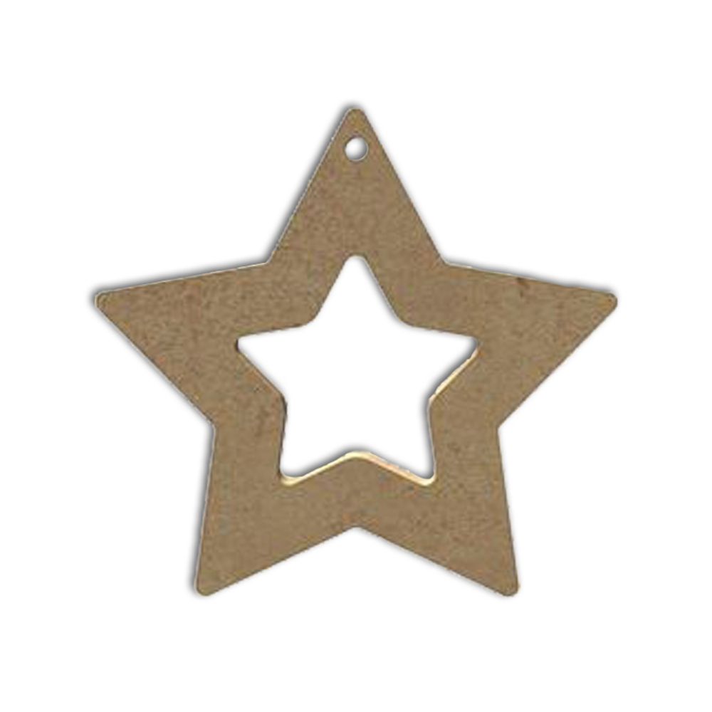 Dřevěný výřez k dekoraci Gomille závěsný, 10 x 10 cm – hvězda Aladine