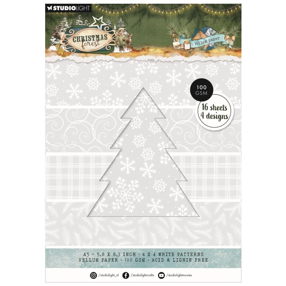 Studio Light Pergamenové papíry Studio Light "Christmas Forest", A5, 16 l. - Vánoční lesík