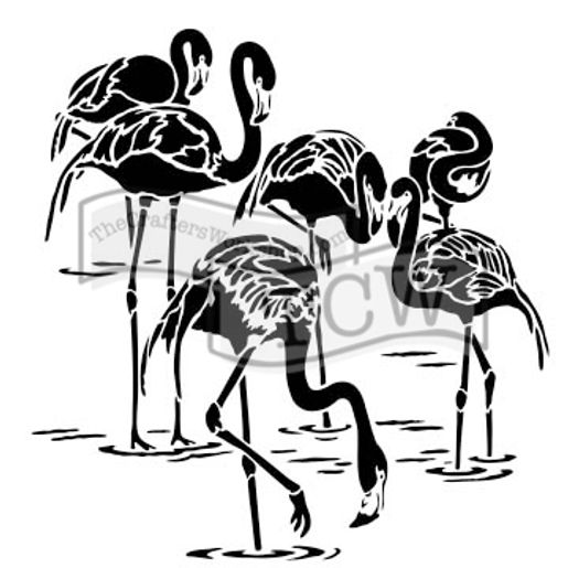 Šablona TCW 6"x6" (15,2x15,2 cm) - Flamingos