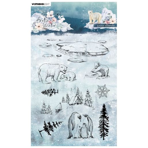Gelová razítka Studio Light "Arctic Winter", 9 ks - Medvědi a tučňáci