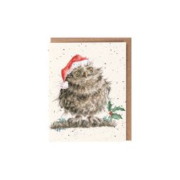 Dárková kartička Wrendale Designs "Christmas Owl" - Sova, vánoční