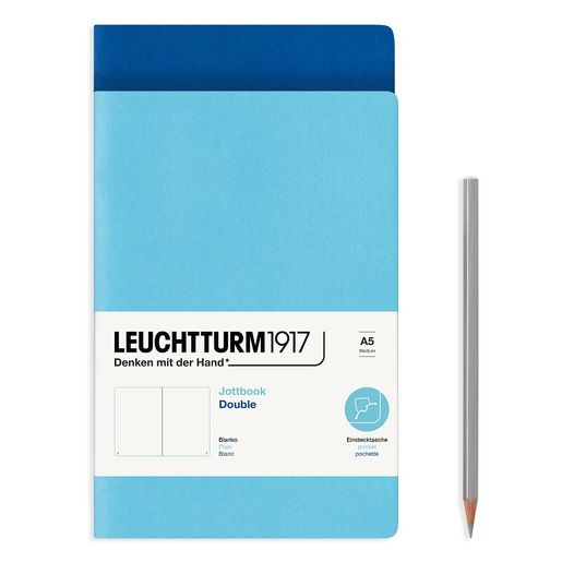 Zápisník Leuchtturm, A5, 95 l., 2 ks, bez linek - modrý