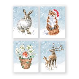 Vánoční dárkové kartičky Wrendale Designs, 16 ks, 4 motivy - Lesní zvířata