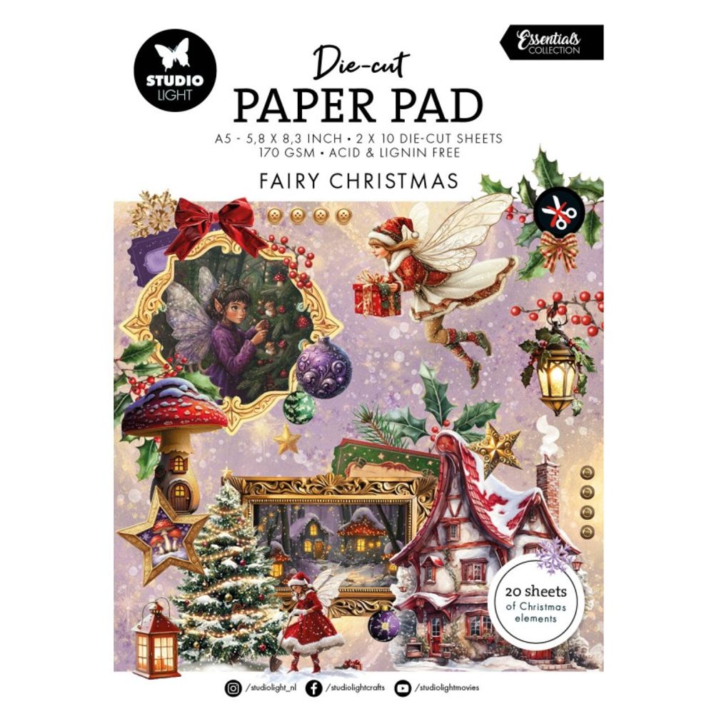 Studio Light Blok s papírovými výseky Studio Light "Fairy Christmas", A5, 20 l. - Vánoce s vílami