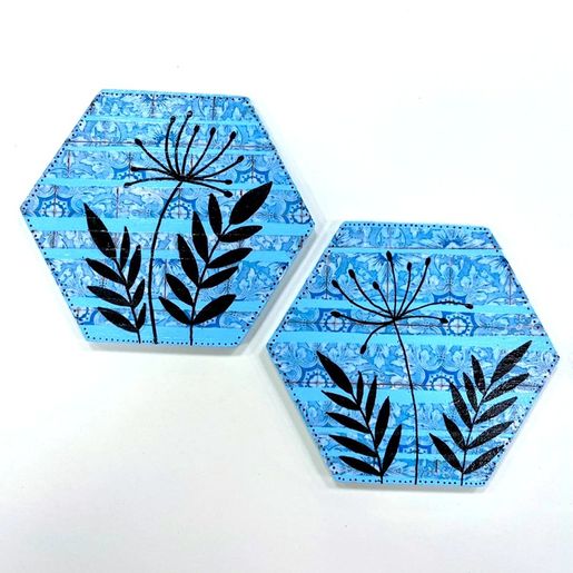 Dřevěný výřez k dekoraci Gomille, 11x10 cm - Šestiúhelník, malý