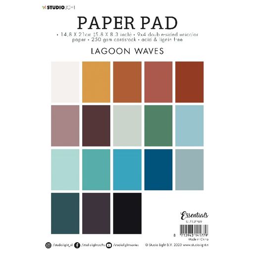 Blok barevných papírů "Lagoon, A5, 36 l. - barvy laguny