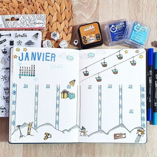 Diářová razítka Aladine Stampo Bullet Journal, 62 ks - Abeceda jednoduchá