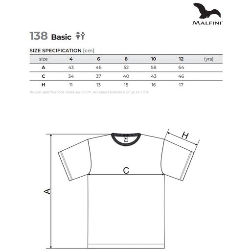 Dětské tričko Malfini Basic, 8 let - černé