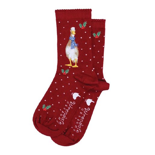 Dámské ponožky Wrendale Designs "Christmas Scarves" - Kachna, vánoční