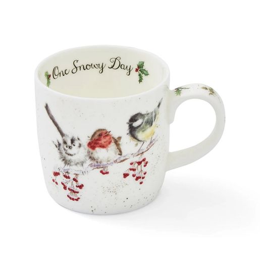 Vánoční porcelánový hrnek Wrendale Designs "One Snowy Day", 0,31 l - Ptáčci