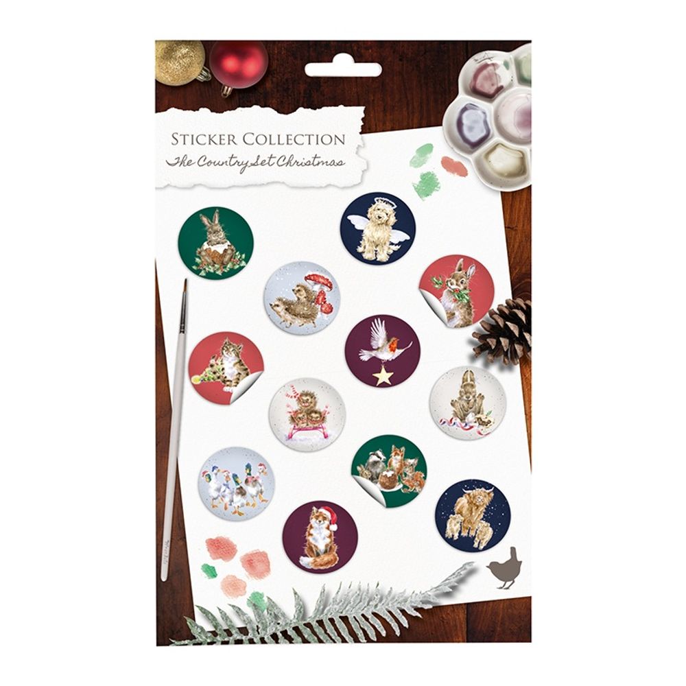 Wrendale Designs Samolepky Wrendale Designs "The Country Set Christmas", 144 ks - Vánoční zvířata