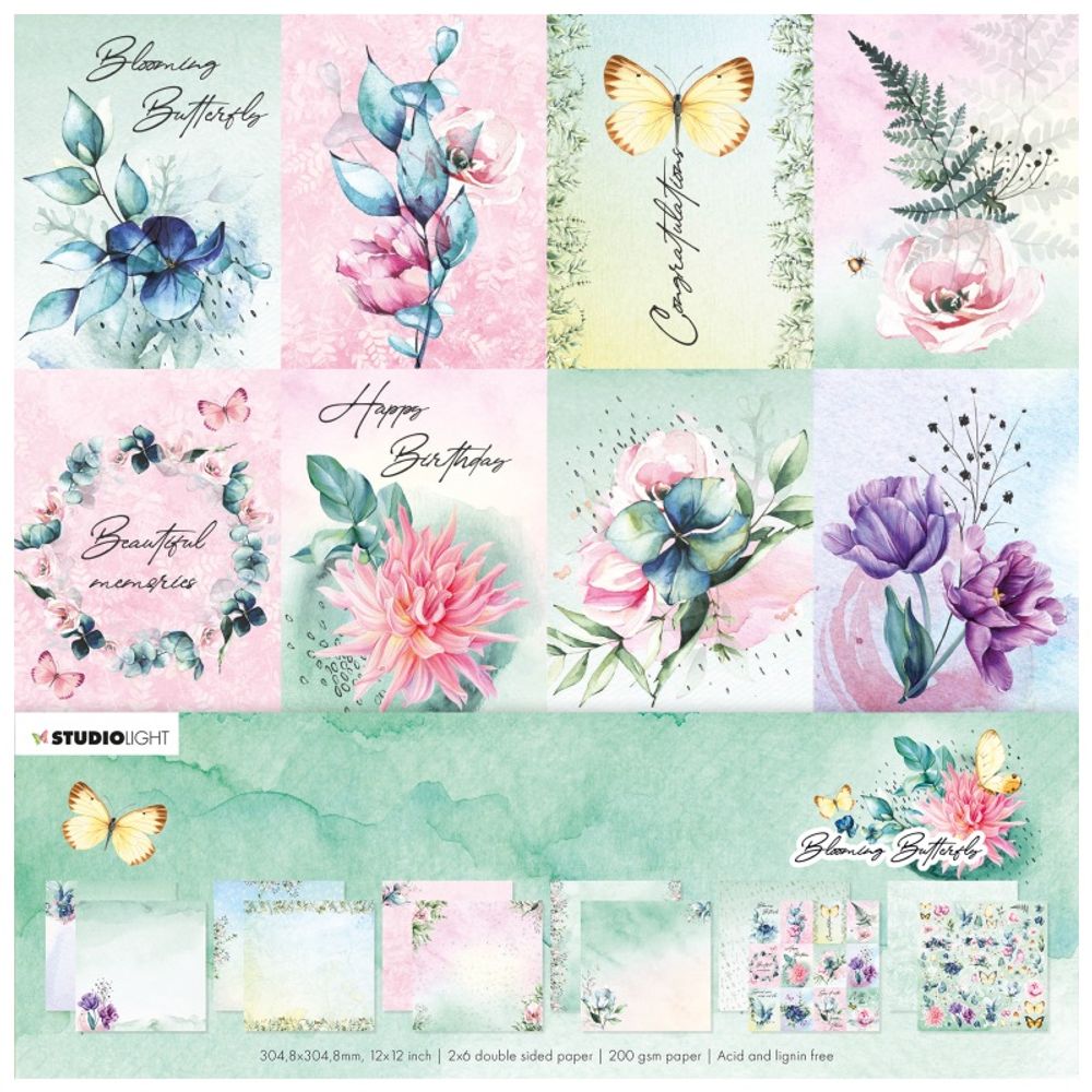 Studio Light Scrapbooková sada Studio Light "Blooming Butterfly", 30,5x30,5 cm, 12 l.