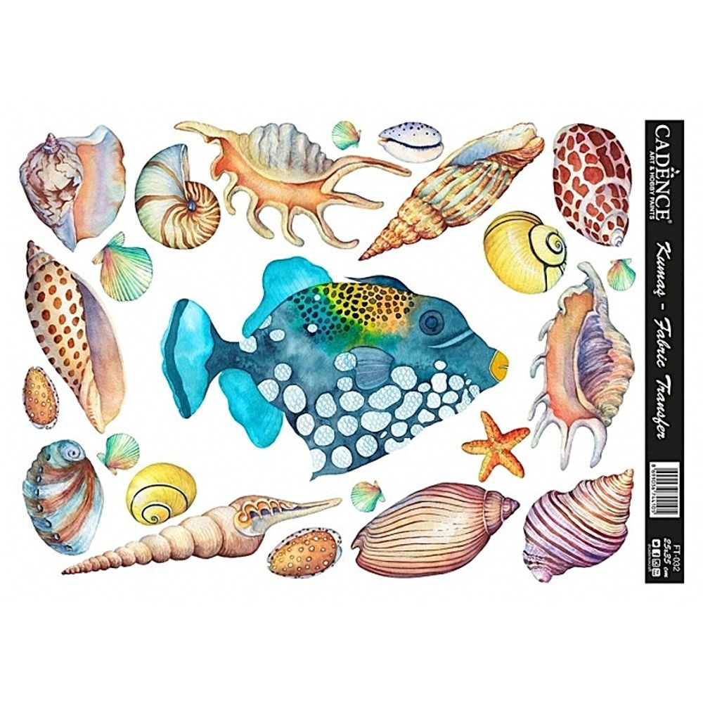 Levně Cadence Transferový obrázek na textil Cadence, 25x35 cm - Mořské poklady
