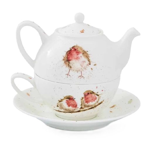 Porcelánová konvička s hrnečkem a podšálkem Wrendale Designs, 0,3 l - Červenky